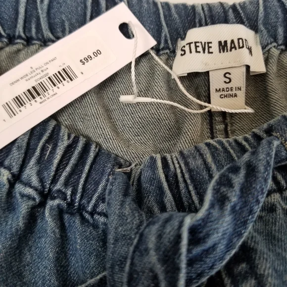 Steve Madden Denim Wide Leg Pull-On Pants Jeans Small NWT - Picture 7 of 7
